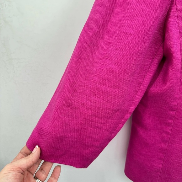 PLANET 12 Linen large button Scandi girl timeless effortless Lagonlook blazer - Picture 5 of 10